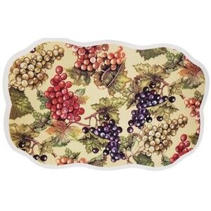 Set of 4 Same Kitchen Vinyl Non Clear Placemats (18"x12") GRAPES ON BEIGE #2, BH